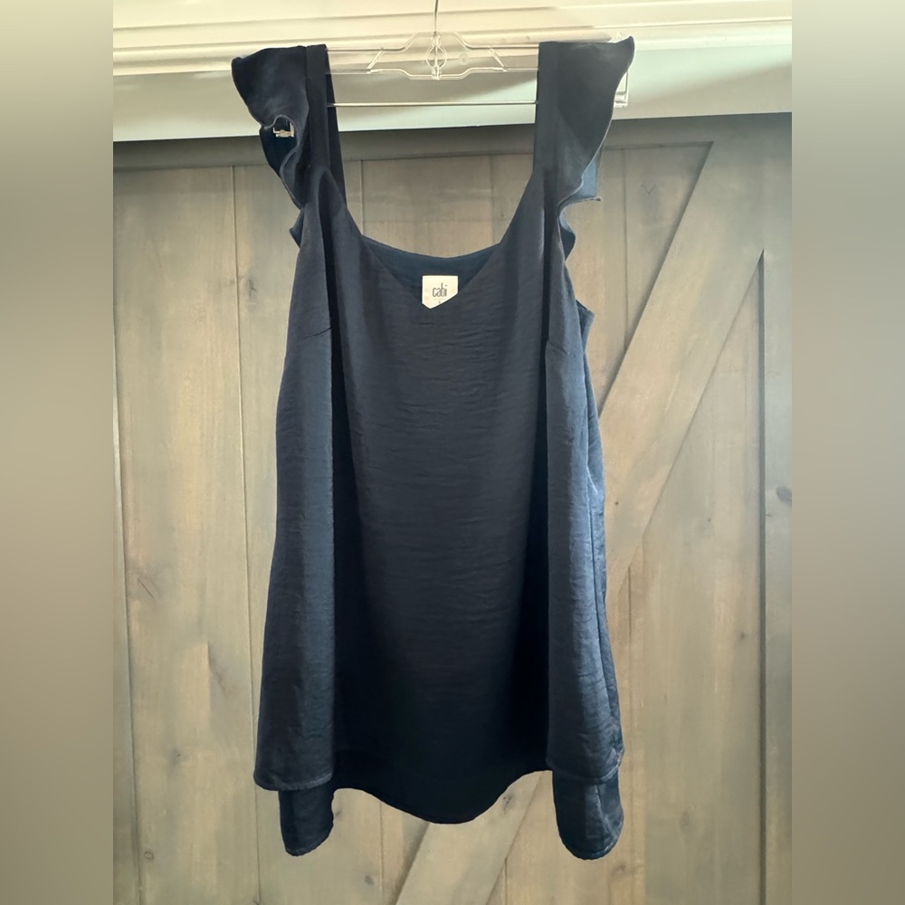 CAbi Midnight Blue Ruffle Tank Top